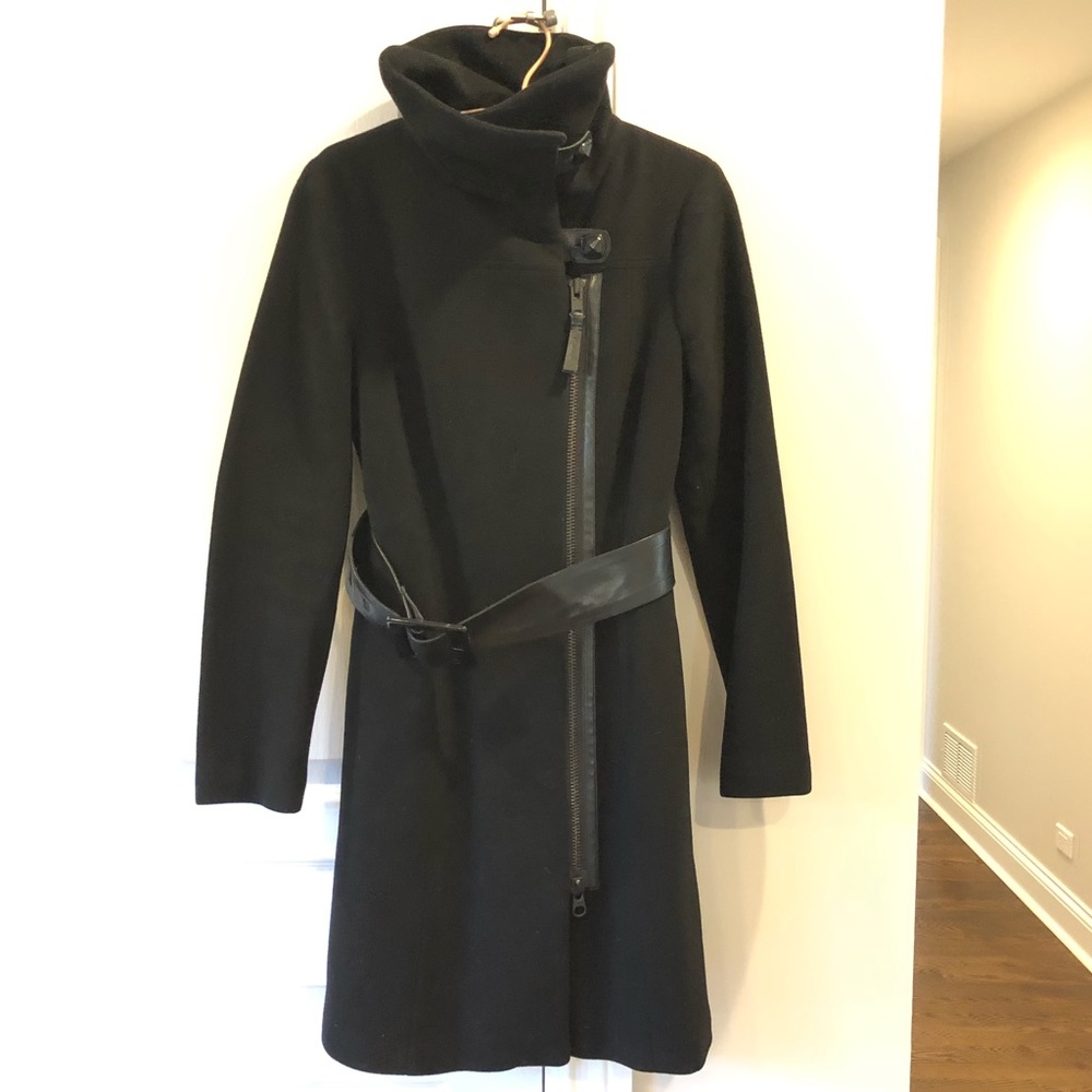Mackage Women’s Black Belted Zipper Wool Coat